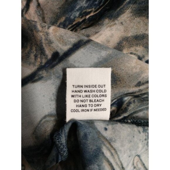 Marbled Sleeveless Button-Down Blouse By Mine In Abstract Blue & Beige Print-Siz - Picture 6 of 7